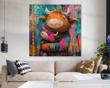 Cow Colourful Abstract | Daisy Dazzle Dream by Blikvanger Schilderijen