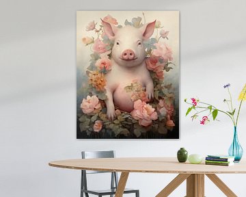 Peinture de roses de cochon sur Peinture Abstraite