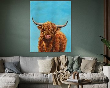 Curly highland cow portrait by Karen Kaspar