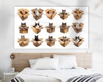 Boxes with isolated cats on a white background, detail by Animaflora PicsStock