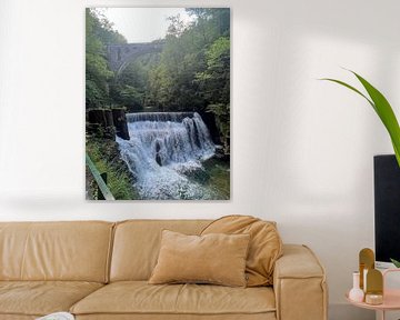 Waterfall under bridge by Spiegeltje