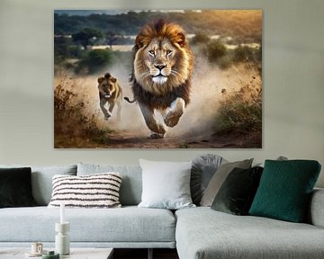 African Lion in oilpaint