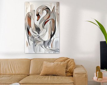 Abstract Swan: Geometric Mastery by Karina Brouwer