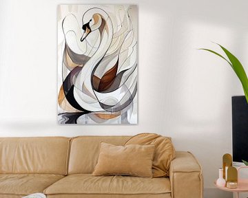 Abstract Swan: Dance of the Lines by Karina Brouwer