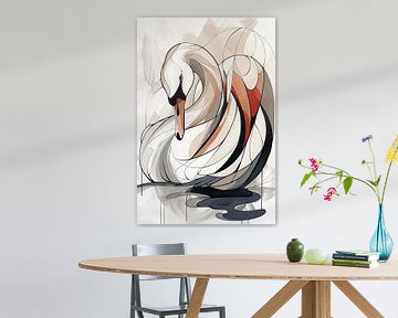 Abstracte Zwaan: Geometrische Elegance van Karina Brouwer