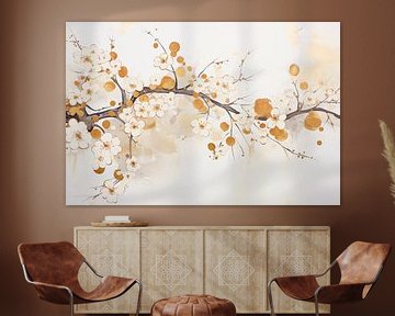 Japandi, Blossom Branch with Gold, Vincent van Gogh by Caroline Guerain