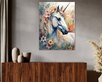 Spring magic: Unicorn with Spring Flowers by Retrotimes