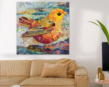 Schilderij Kleurrijke Vogel van Abstract Schilderij