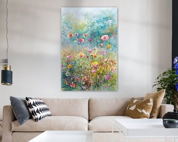 Flowers | Flower Field Impressionism by Wonderful Art