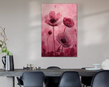 Aquarellierte rosa Mohnblumen von haroulita