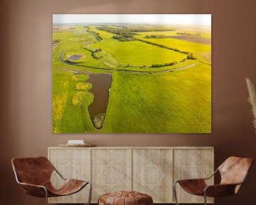 Schokland, ancienne île de la Zuiderzee, vue d'en haut sur Sjoerd van der Wal Photographie