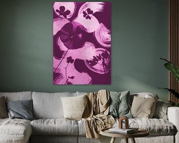 Abstract Roze Paarse Bloemen van Lies Praet