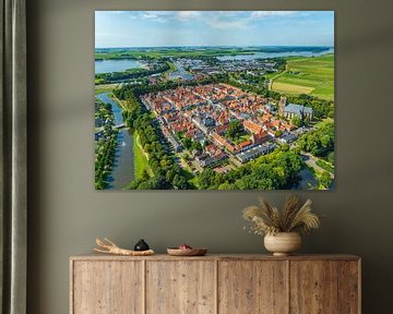 Oude ommuurde stad Elburg van bovenaf gezien van Sjoerd van der Wal Fotografie