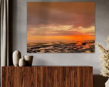 Setting sun on the Wadden Sea by Jan Huneman