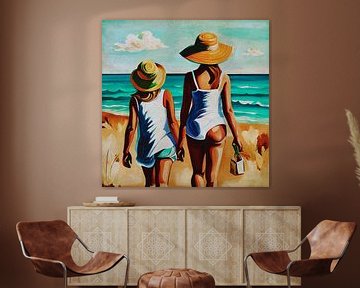 Two 16-year-old girls go to the beach by Jan Keteleer