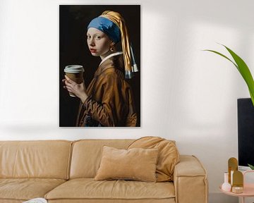 Pause café pour la fille à la boucle d'oreille en perles | Inspiré par Vermeer sur Frank Daske | Foto & Design