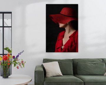 Lady with the red hat and red blouse. by Laura Loeve