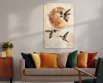 Hummingbirds in the moon by haroulita