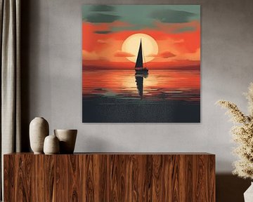 The lonely sailboat by Lisa Maria Digital Art