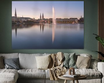 The Binnenalster in Hamburg Germany on a sunny day by Marga Vroom