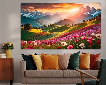 Landschaft mit Blumen von Mustafa Kurnaz