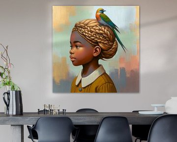 Girl with bird van Art Studio RNLD