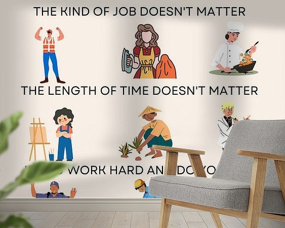 Voorbeeld van het werk in een kamer