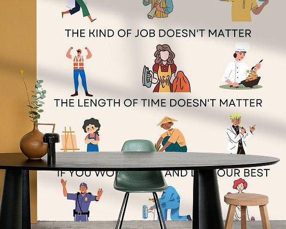 Voorbeeld van het werk in een kamer