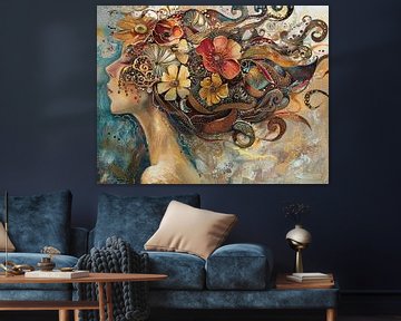 Woman Flowers | Painting | Impressionism by Blikvanger Schilderijen