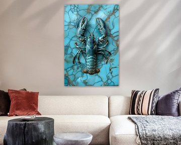 Lobster Luxe - Turquoise Kreeft op turqois achtergrond