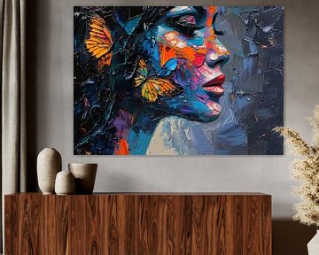 Vrouw en Vlinder van ARTEO Schilderijen