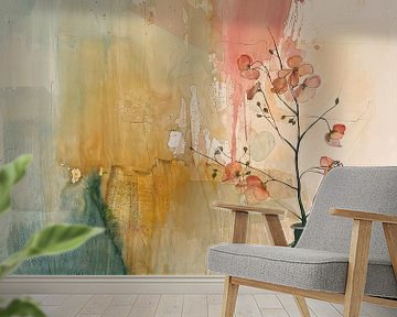 Abstract stilleven in warme kleuren, Japandi stijl van Japandi Art Studio
