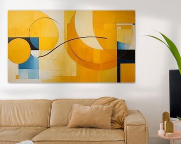 Abstracte vormen geel panorama van TheXclusive Art