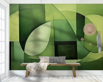 Abstract shapes green panorama by TheXclusive Art