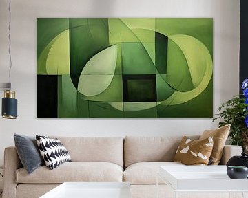 Abstracte vormen groen panorama van The Xclusive Art