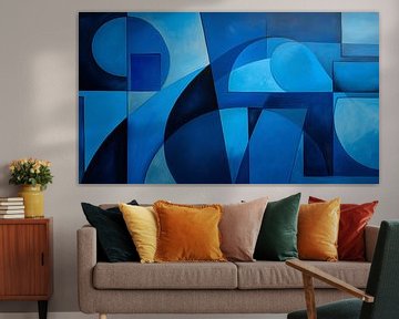 Abstracte vormen blauw panorama van TheXclusive Art