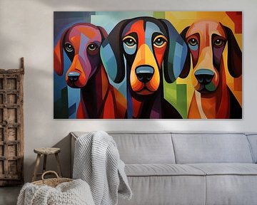 Abstracte honden kubisme kleurrijk panorama van TheXclusive Art