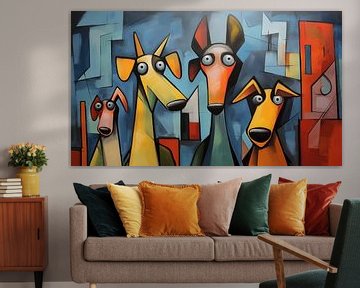 Abstract dogs cubism weird panorama by TheXclusive Art