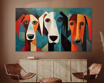 Abstracte honden kubisme panorama van TheXclusive Art