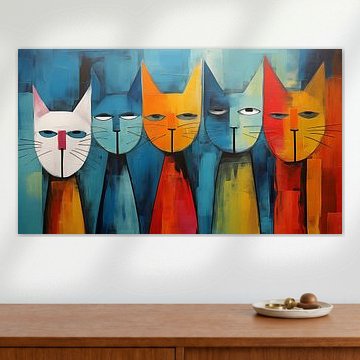 Abstract angry cats colourful panorama by TheXclusive Art