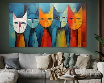 Abstract angry cats colourful panorama by TheXclusive Art
