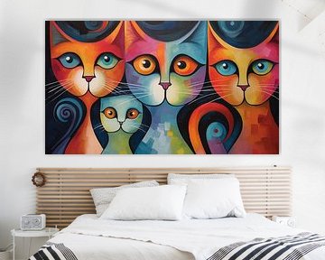 Kleurrijke katten panorama van TheXclusive Art