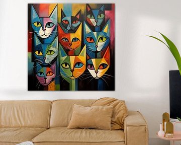Katzen abstrakt bunt von The Xclusive Art