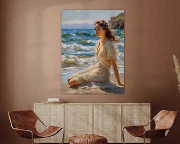 Femme sur la plage sur Jolique Arte