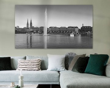 L'Alster de Hambourg en noir et blanc sur Marga Vroom