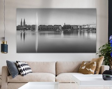 The Alster in Hamburg Germany in Black and White by Marga Vroom