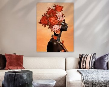 Woman in Africa in Autumn sur Marja van den Hurk