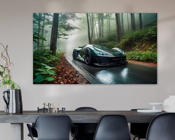 Black sports car in the forest by Mustafa Kurnaz