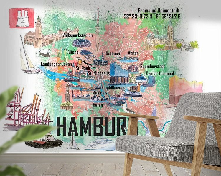 Voorbeeld van het werk in een kamer