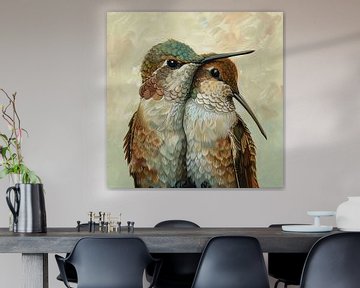 Hummingbird Art | Tender Beak Caress Tale by Blikvanger Schilderijen